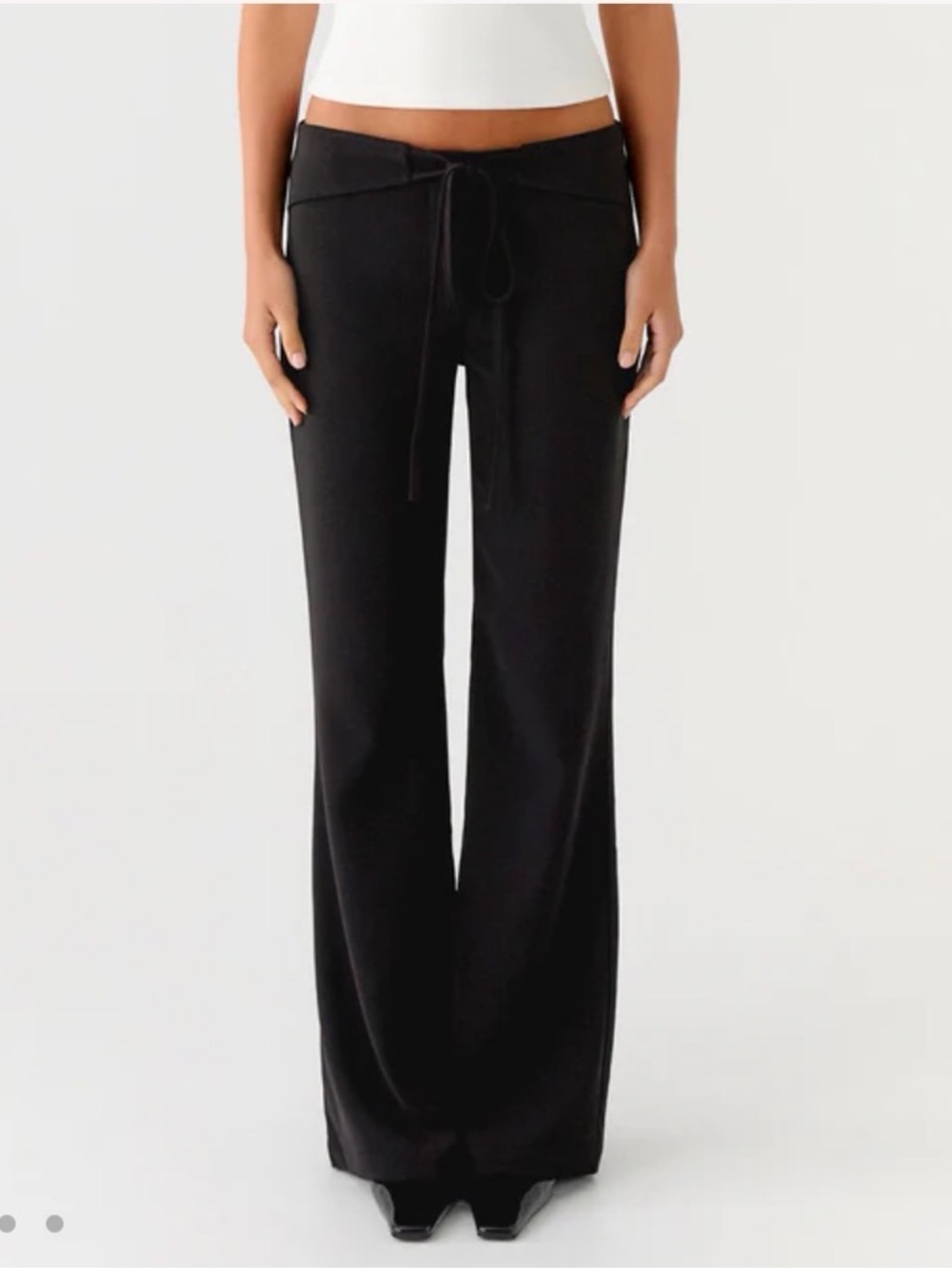 Peppermayo Black Wide-Leg Drawstring Pants